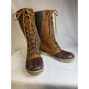 LL Bean Bar Harbor Women Duck Boot Tall Lace Up Wtr Prf Bottom Size 8.5 M